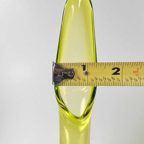 Vintage Viking Swung Glass Vase Avocado Green Epic Leaf Retro 7608 - Picture 14 of 16